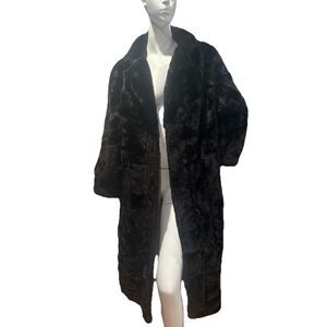 Womens Faux Fur Trench Coat, Size S/M Brown Vintage Unbranded Mob Wife